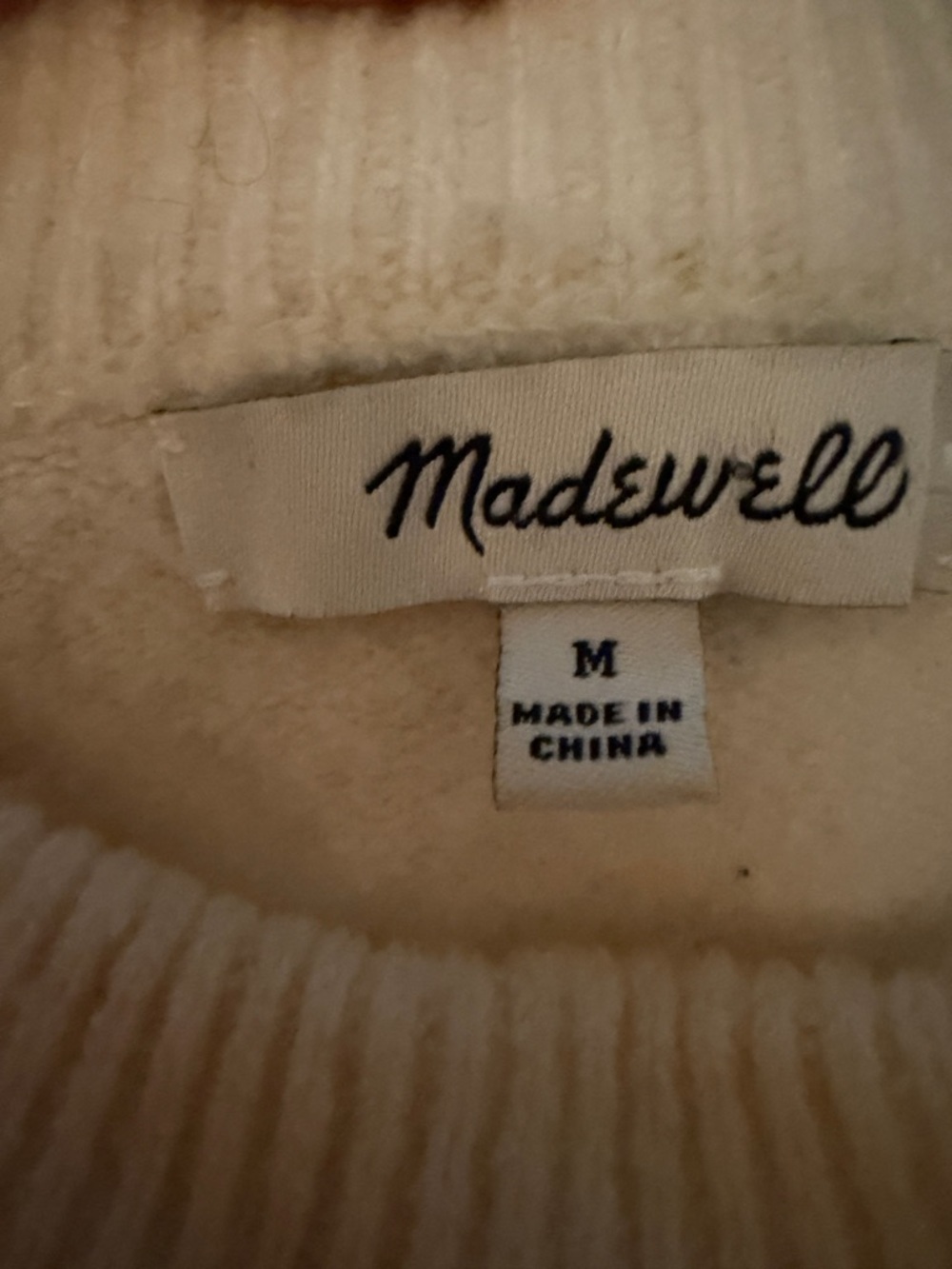 Madewell Brockton Bobble Sweater cream with navy pom-pom details size medium - Picture 4 of 9